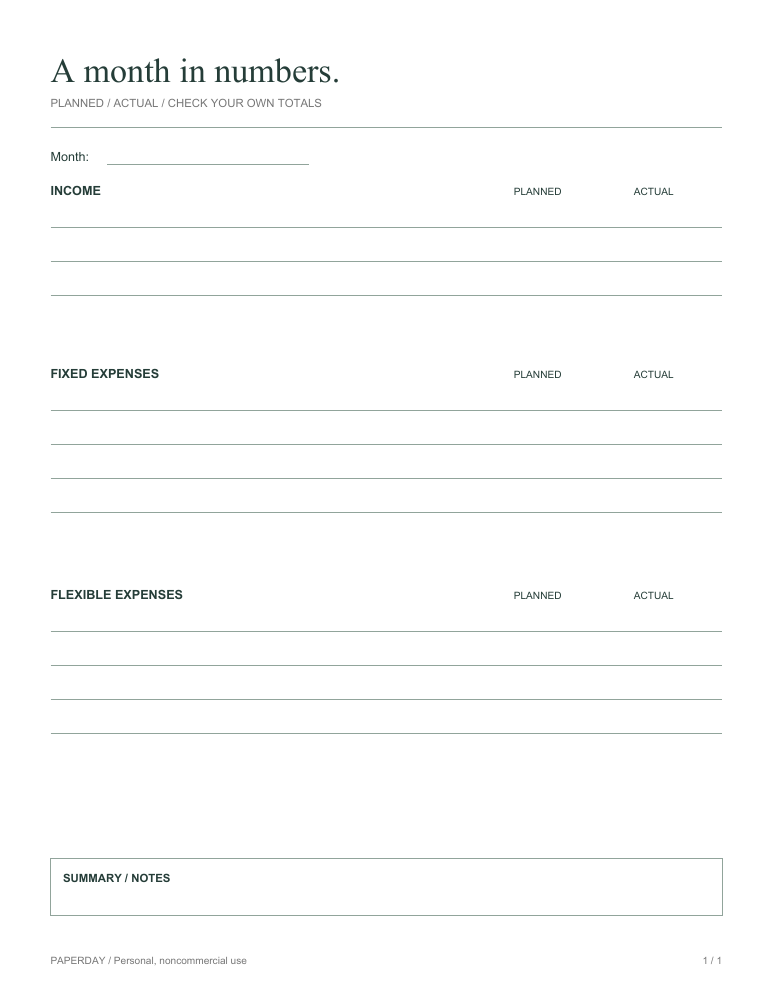 Preview of A blank monthly budget worksheet