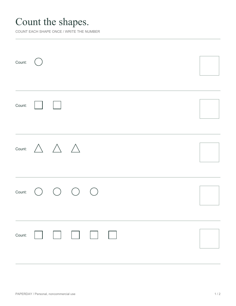 Preview of Count geometric shapes from one to ten