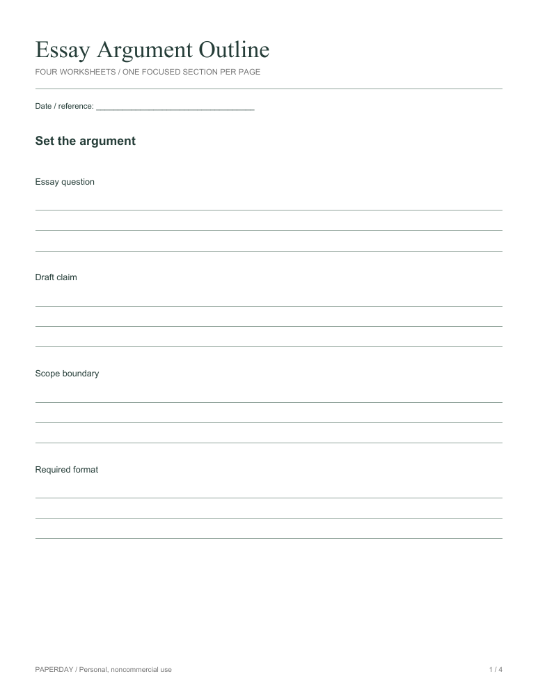 Preview of Essay Argument Outline