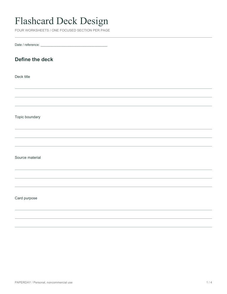Page one of Flashcard Deck Design