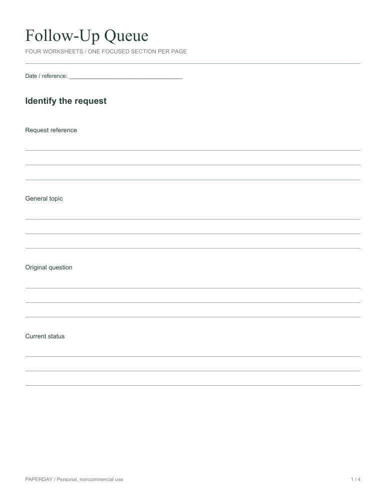 Page one of Follow-Up Queue