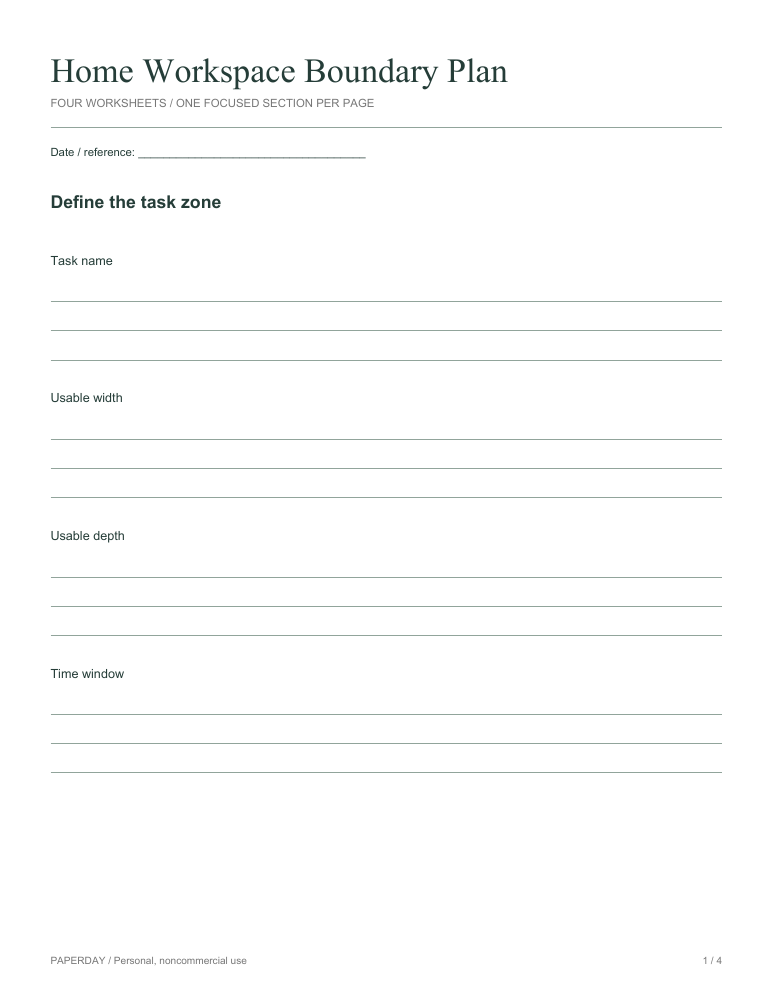 Page one of Home Workspace Boundary Plan
