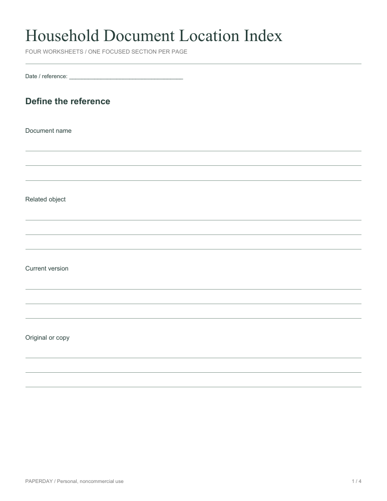 Preview of Household Document Location Index