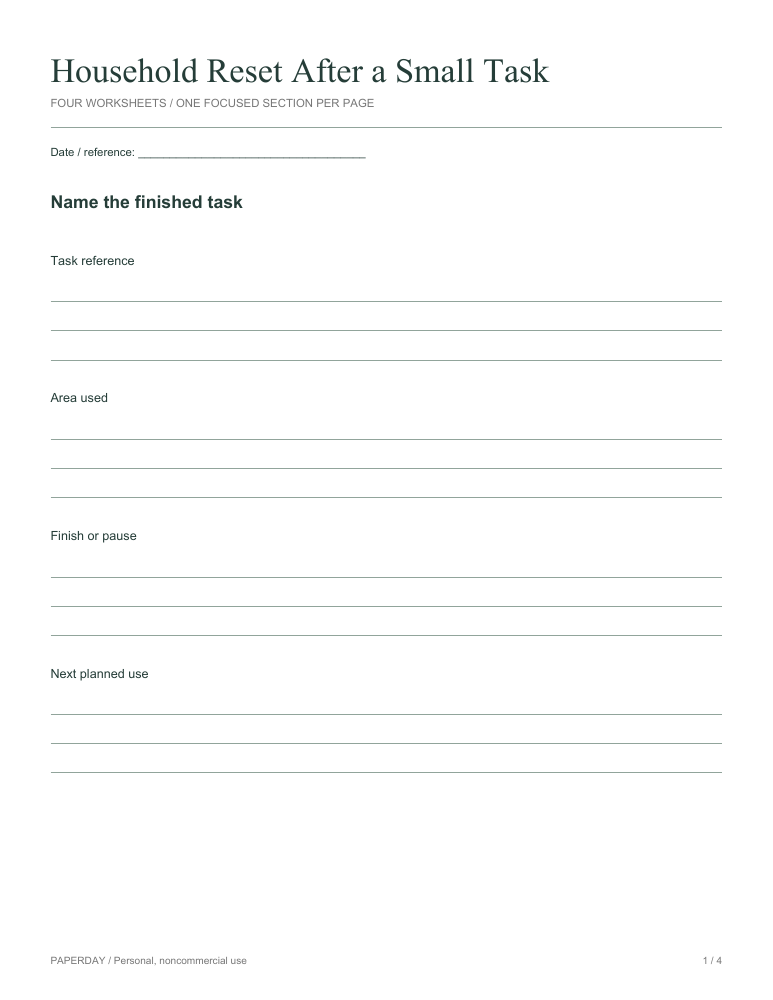 Preview of Household Reset After a Small Task