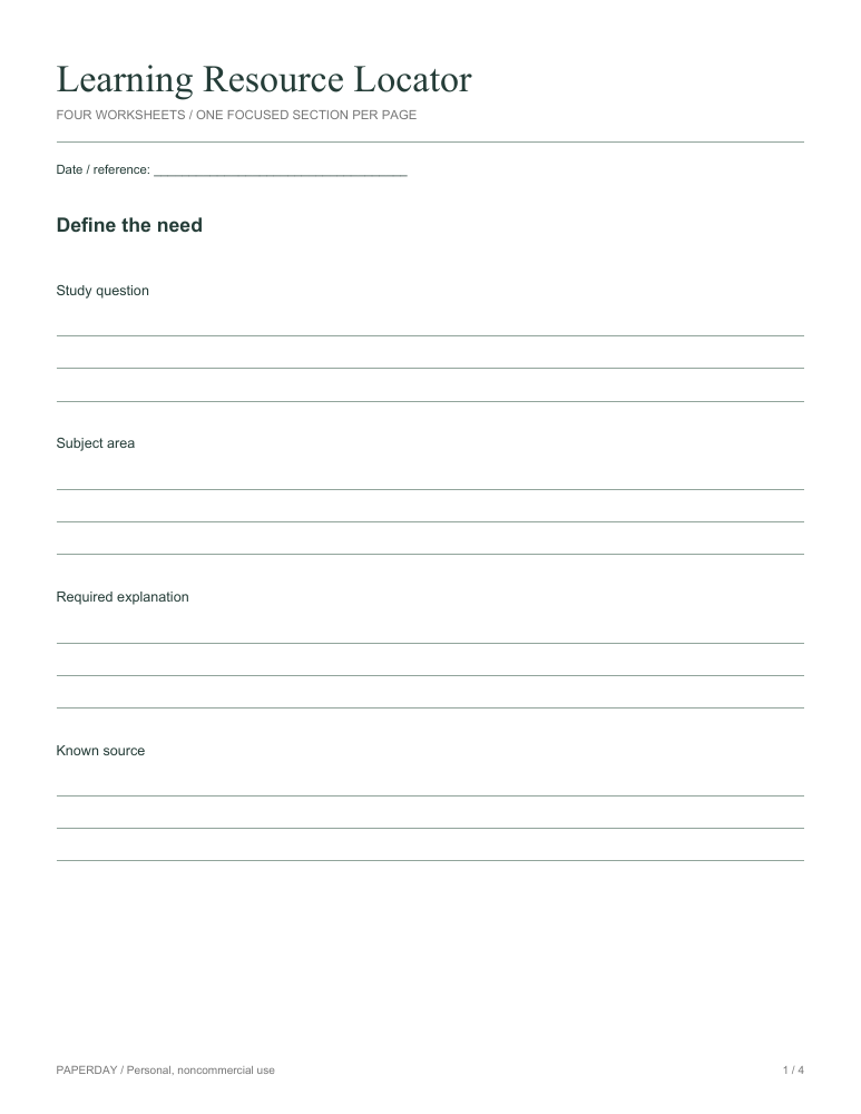 Page one of Learning Resource Locator