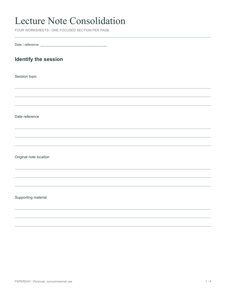 Preview of Lecture Note Consolidation