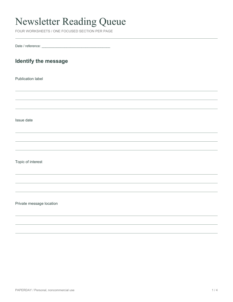 Page one of Newsletter Reading Queue