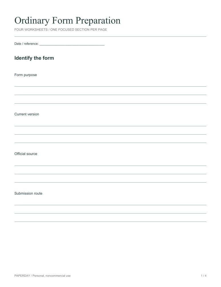 Preview of Ordinary Form Preparation