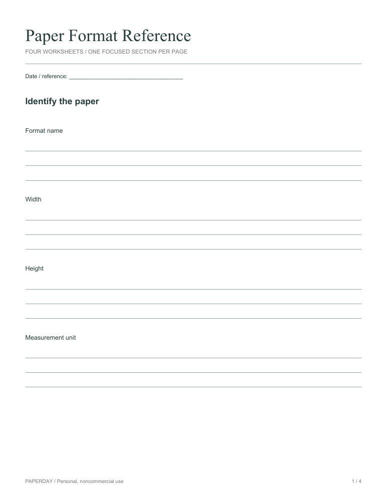 Page one of Paper Format Reference