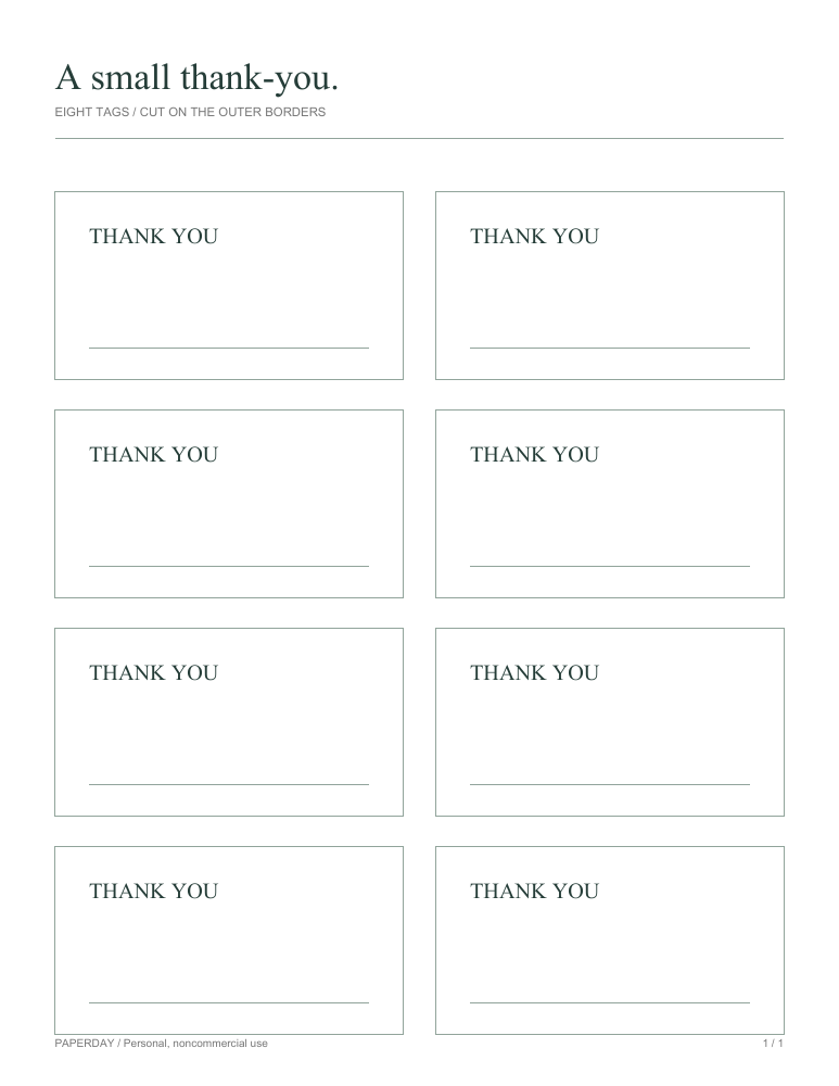 Preview of Plain thank-you tags for everyday gifts