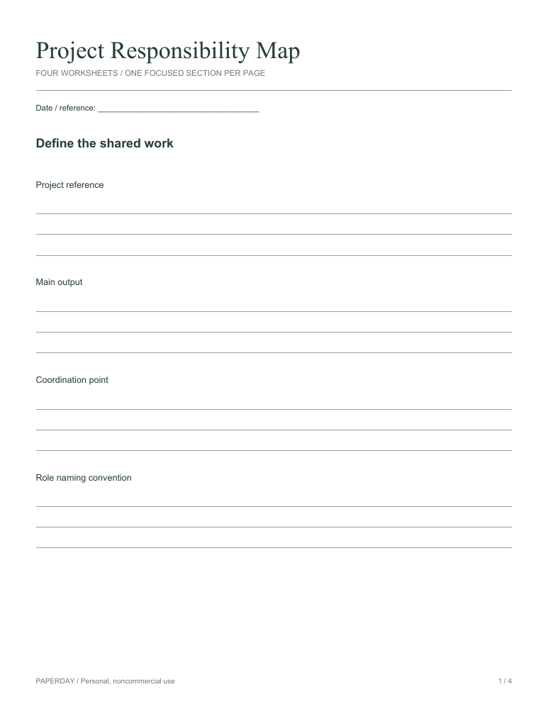 Page one of Project Responsibility Map