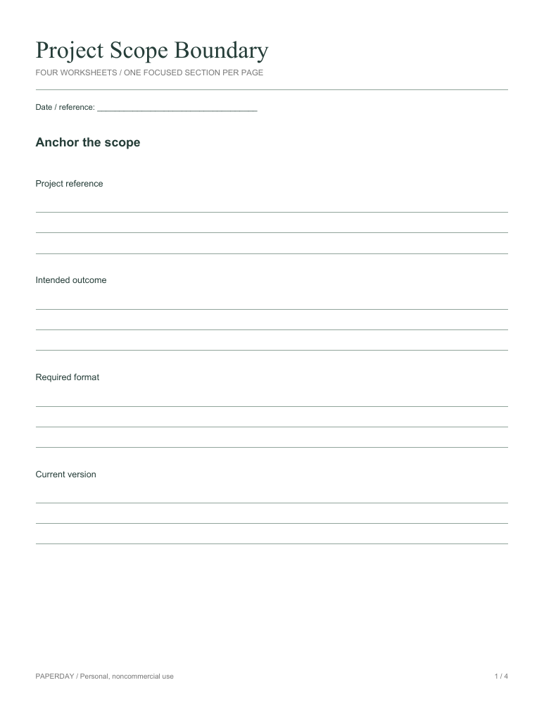 Page one of Project Scope Boundary