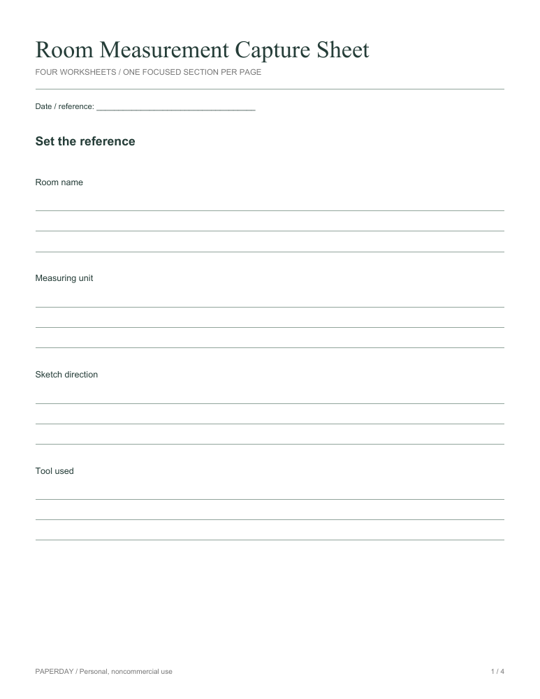Preview of Room Measurement Capture Sheet