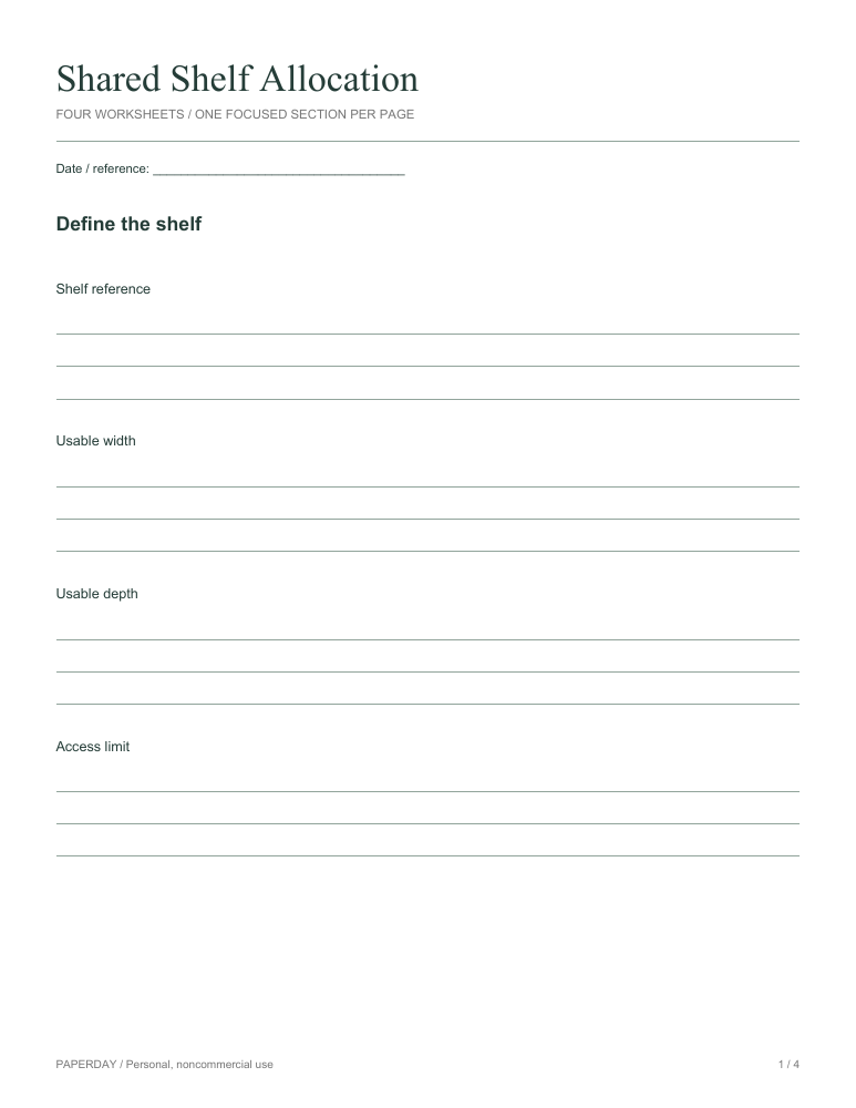 Page one of Shared Shelf Allocation