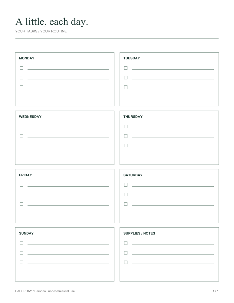 Preview of A simple weekly cleaning checklist