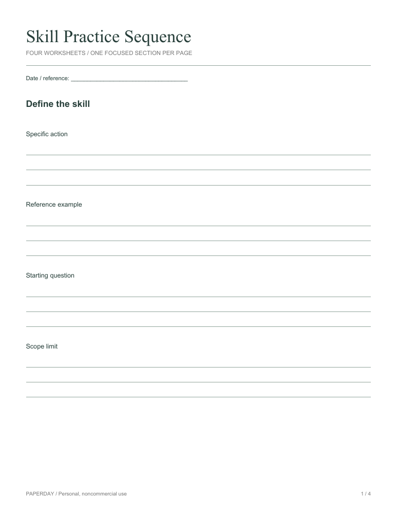 Page one of Skill Practice Sequence