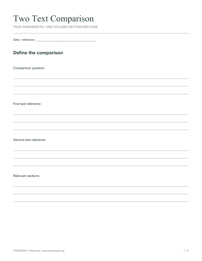 Page one of Two Text Comparison